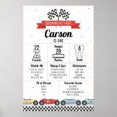 Race Car Birthday Milestone Grafiek Birthday Board Poster (Voorkant)