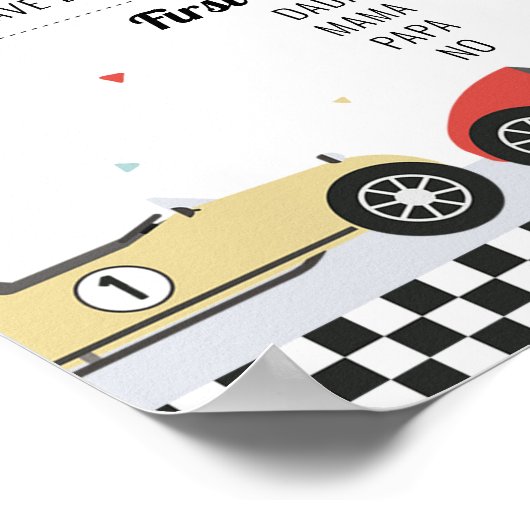 Race Car Birthday Milestone Grafiek Birthday Board Poster (Hoek)