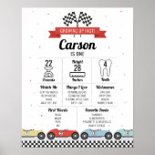 Race Car Birthday Milestone Grafiek Birthday Board Poster (Voorkant)