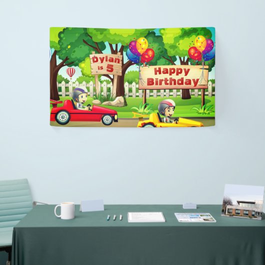 Race Car Birthday Name and Age Spandoek (Beurs)