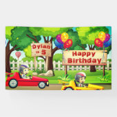 Race Car Birthday Name and Age Spandoek (Horizontaal)
