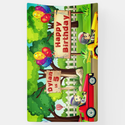 Race Car Birthday Name and Age Spandoek (Verticaal)