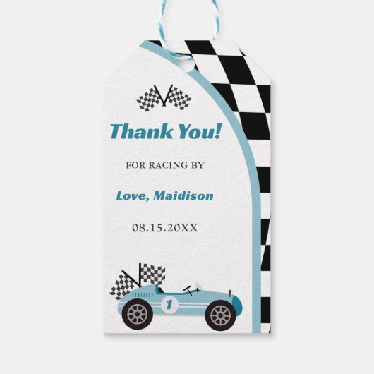 Race Car Birthday Party Cadeaulabel (Achterkant)
