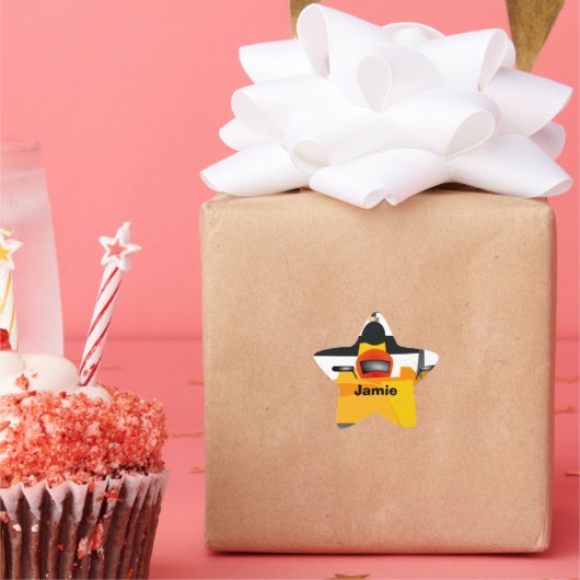 Race Car Birthday Party-cadeautjes personaliseren Ster Sticker (Feest)