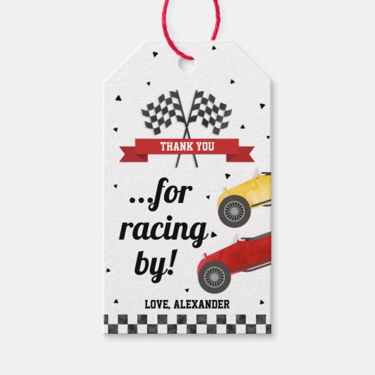 Race Car Birthday Party Favor Gift Labels Cadeaulabel (Voorkant)