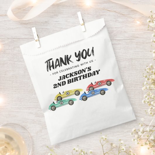 Race Car Birthday Party Hartelijk dank Bedankzakje (Geknipt)