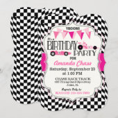 Race Car Birthday Party Invation Card Kaart (Voorkant / Achterkant)