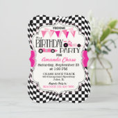Race Car Birthday Party Invation Card Kaart (Staand voorkant)