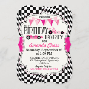 Race Car Birthday Party Invation Card Kaart