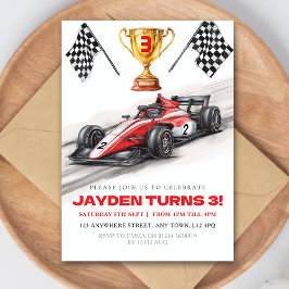 Race Car Birthday Party Invitation for Kids Kaart
