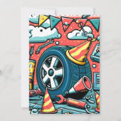 Race Car Birthday Party Invitation Kaart (Achterkant)