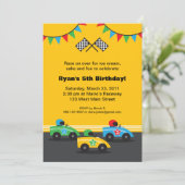 Race Car Birthday Party Invitation Kaart (Staand voorkant)