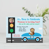 Race Car Birthday Party Invitation Kaart (Staand voorkant)