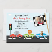 Race Car Birthday Party Invitation Kaart (Voorkant)