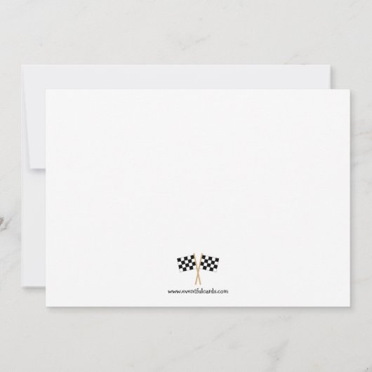 Race Car Birthday Party Invitation Kaart (Achterkant)