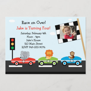 Race Car Birthday Party Invitation Kaart