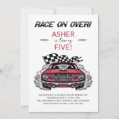 Race Car Birthday Party Invitation Kaart (Voorkant)