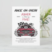 Race Car Birthday Party Invitation Kaart (Staand voorkant)