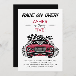 Race Car Birthday Party Invitation Kaart