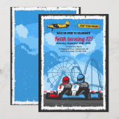 Race Car Birthday Party Invitation Kaart (Voorkant / Achterkant)