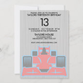 Race Car Birthday Party Invitation Kaart (Voorkant)