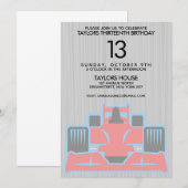 Race Car Birthday Party Invitation Kaart (Voorkant / Achterkant)