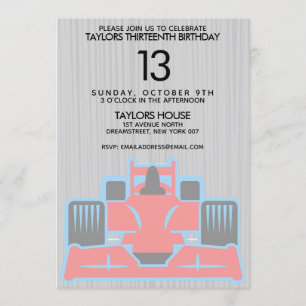 Race Car Birthday Party Invitation Kaart