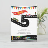 Race Car Birthday Party Kaart (Staand voorkant)