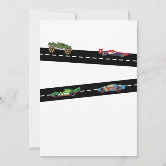 Race Car Birthday Party Kaart (Achterkant)