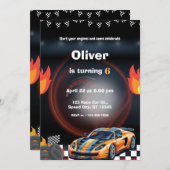 Race Car Birthday Party Kaart (Voorkant / Achterkant)