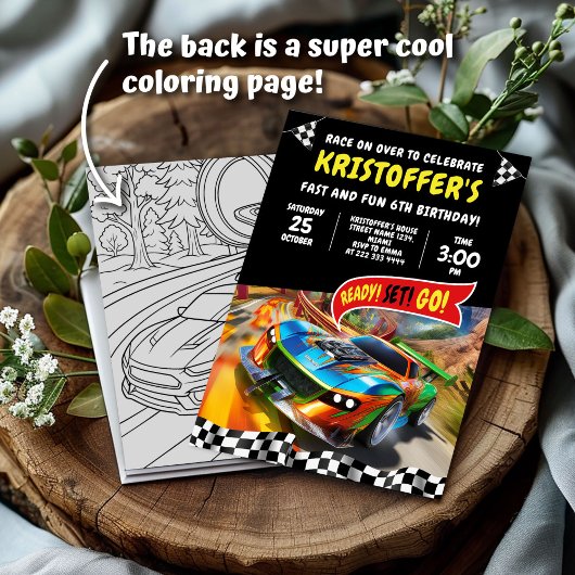 Race Car Birthday Party Kaart