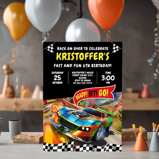 Race Car Birthday Party Kaart