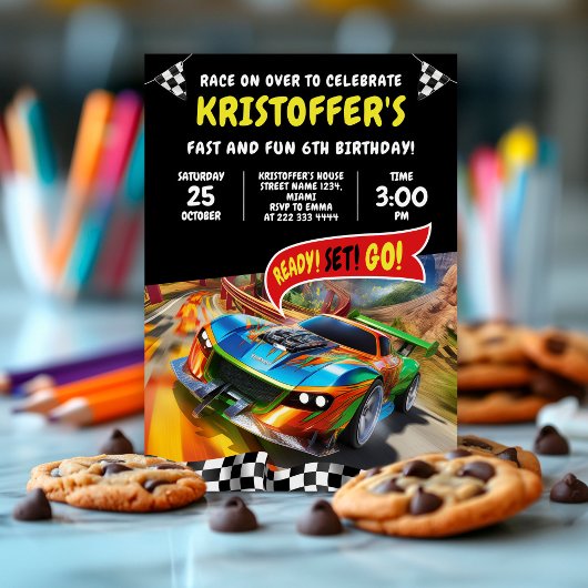 Race Car Birthday Party Kaart