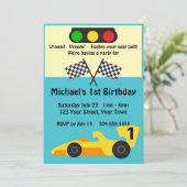 Race Car Birthday Party Kaart (Staand voorkant)