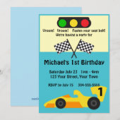 Race Car Birthday Party Kaart (Voorkant / Achterkant)