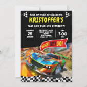 Race Car Birthday Party Kaart (Voorkant)