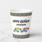 Race Car Birthday Party Papieren Bekers (Achterkant)