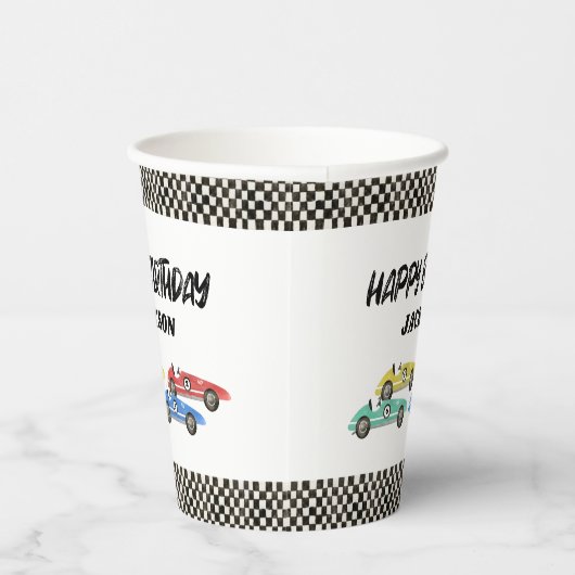 Race Car Birthday Party Papieren Bekers (Rechts)