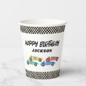 Race Car Birthday Party Papieren Bekers (Voorkant)