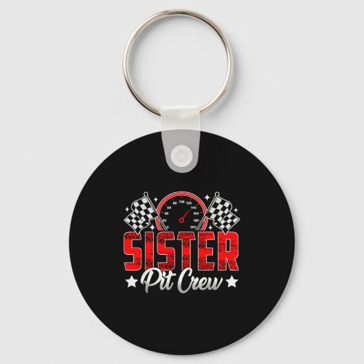 Race Car Birthday Party Racing Family Sister T Cre Sleutelhanger (Voorkant)