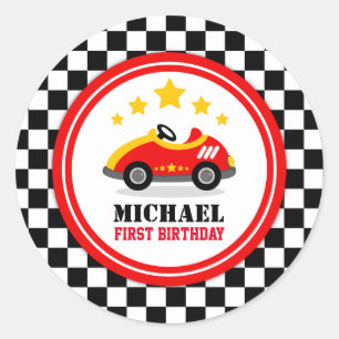 Race Car Birthday Party Ronde Sticker