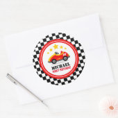 Race Car Birthday Party Ronde Sticker (Envelop)