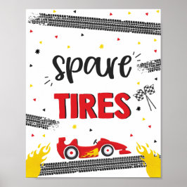 Race Car Birthday Party Twee snelle reservebanden Poster