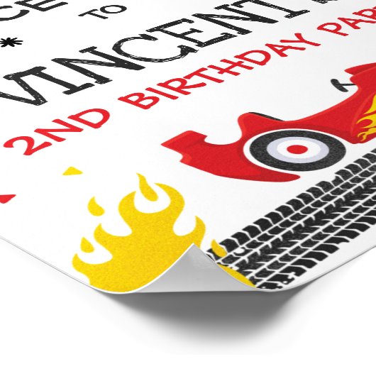 Race Car Birthday Party Two Birthday Welkom Poster (Hoek)