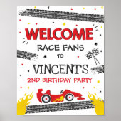 Race Car Birthday Party Two Birthday Welkom Poster (Voorkant)