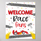 Race Car Birthday Party Two Birthday Welkom Poster (Voorkant)