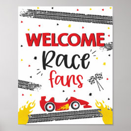 Race Car Birthday Party Two Birthday Welkom Poster