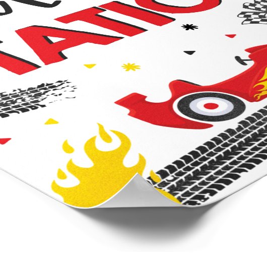 Race Car Birthday Party Two Fast Fusting Station Poster (Hoek)