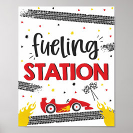 Race Car Birthday Party Two Fast Fusting Station Poster