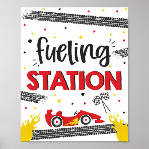 Race Car Birthday Party Two Fast Fusting Station Poster